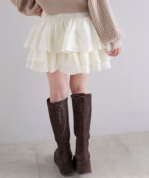 MAJESTIC LEGON（マジェスティックレゴン）の「アシメドロストスカパン（スカート・レディース・ブラック/グレー系その他/アイボリー/ホワイト系その他2・MEDIUM）」の10枚目の写真