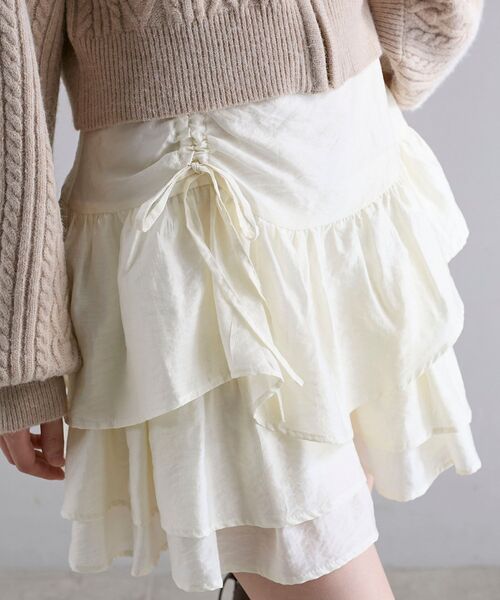 MAJESTIC LEGON（マジェスティックレゴン）の「アシメドロストスカパン（スカート・レディース・ブラック/グレー系その他/アイボリー/ホワイト系その他2・MEDIUM）」の11枚目の写真