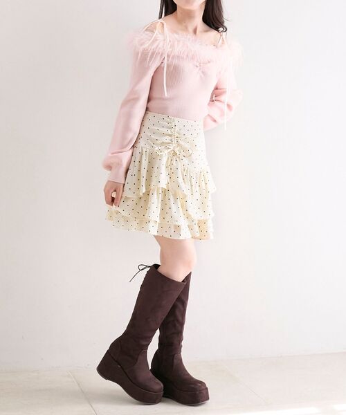 MAJESTIC LEGON（マジェスティックレゴン）の「アシメドロストスカパン（スカート・レディース・ブラック/グレー系その他/アイボリー/ホワイト系その他2・MEDIUM）」の14枚目の写真