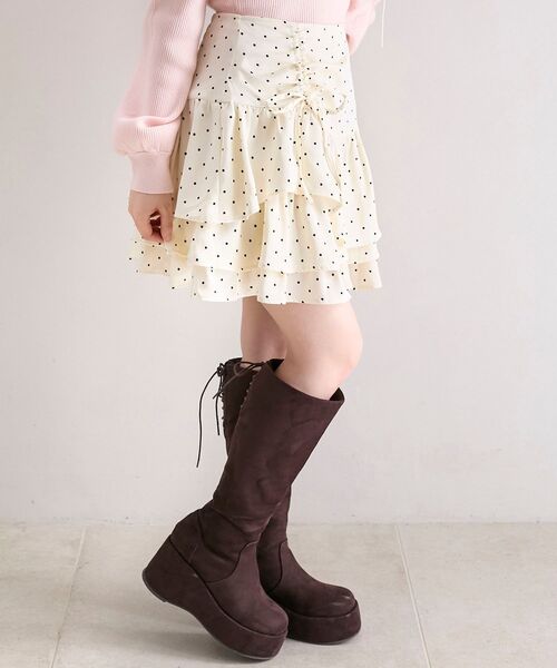 MAJESTIC LEGON（マジェスティックレゴン）の「アシメドロストスカパン（スカート・レディース・ブラック/グレー系その他/アイボリー/ホワイト系その他2・MEDIUM）」の17枚目の写真