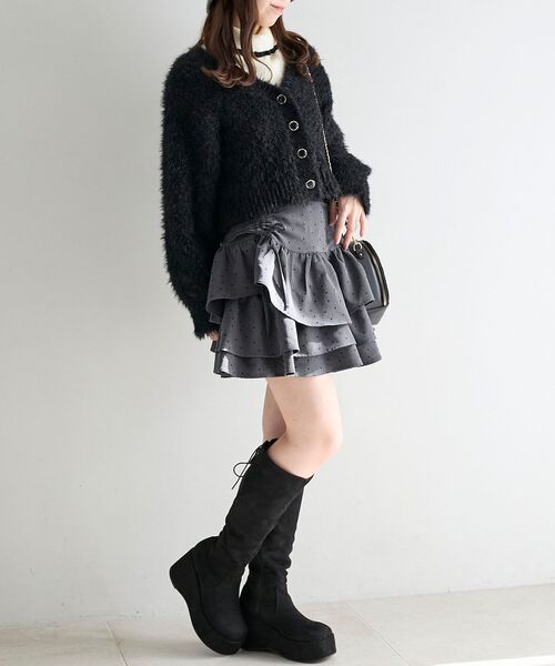 MAJESTIC LEGON（マジェスティックレゴン）の「アシメドロストスカパン（スカート・レディース・ブラック/グレー系その他/アイボリー/ホワイト系その他2・MEDIUM）」の21枚目の写真