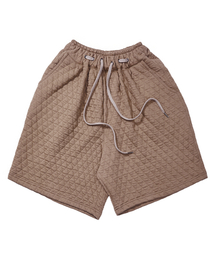 VINTAGE DIA-QUILTING WIDE 1/2 PANTS (Beige)