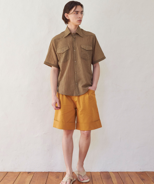 SENTAIR(センテア)の「ターンアップワイドバミューダパンツ_キャメル(その他パンツ・メンズ・その他・46/48)」の2枚目の写真