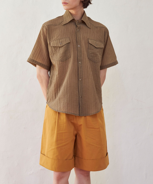 SENTAIR(センテア)の「ターンアップワイドバミューダパンツ_キャメル(その他パンツ・メンズ・その他・46/48)」の3枚目の写真