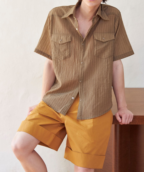 SENTAIR(センテア)の「ターンアップワイドバミューダパンツ_キャメル(その他パンツ・メンズ・その他・46/48)」の4枚目の写真