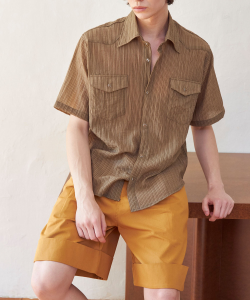 SENTAIR(センテア)の「ターンアップワイドバミューダパンツ_キャメル(その他パンツ・メンズ・その他・46/48)」の9枚目の写真