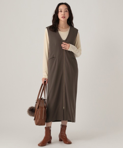 Elura(エルーラ)の「サマ見えリラクシージャンスカ/625550(ジャンパースカート・レディース・ダークブラウン/ブラック・FREE)」の2枚目の写真