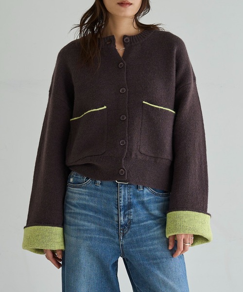 meilmada（メイルマダ）の「バイカラーアルパカタッチニットカーディガン（カーディガン/ボレロ・レディース・ブラック/チャコールグレー/ブラウン・FREE）」の15枚目の写真