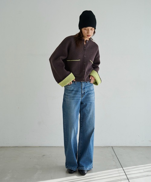 meilmada（メイルマダ）の「バイカラーアルパカタッチニットカーディガン（カーディガン/ボレロ・レディース・ブラック/チャコールグレー/ブラウン・FREE）」の18枚目の写真