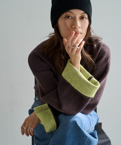 meilmada（メイルマダ）の「バイカラーアルパカタッチニットカーディガン（カーディガン/ボレロ・レディース・ブラック/チャコールグレー/ブラウン・FREE）」の22枚目の写真