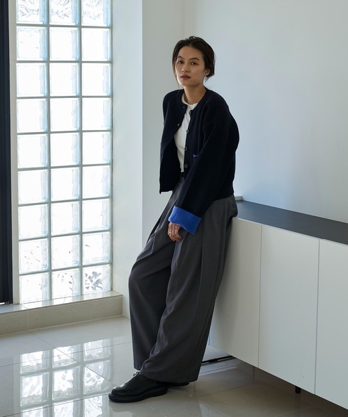 meilmada（メイルマダ）の「バイカラーアルパカタッチニットカーディガン（カーディガン/ボレロ・レディース・ブラック/チャコールグレー/ブラウン・FREE）」の13枚目の写真