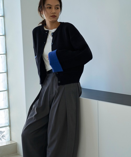 meilmada（メイルマダ）の「バイカラーアルパカタッチニットカーディガン（カーディガン/ボレロ・レディース・ブラック/チャコールグレー/ブラウン・FREE）」の12枚目の写真