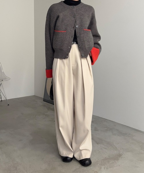 meilmada（メイルマダ）の「バイカラーアルパカタッチニットカーディガン（カーディガン/ボレロ・レディース・ブラック/チャコールグレー/ブラウン・FREE）」の4枚目の写真