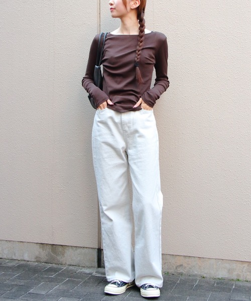 THE SHINZONE(ザ シンゾーン)の「THE SHINZONE/シンゾーン シアーリブロングスリーブTEE SHEER RIB LONG SLEEVE TEE 26SMSCU07(Tシャツ/カットソー・レディース・ネイビー/ブラウン/ブラック・FREE)」の16枚目の写真