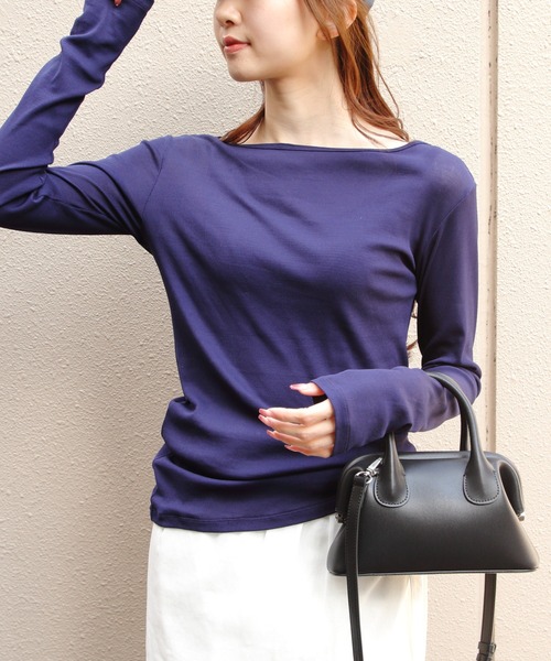 THE SHINZONE(ザ シンゾーン)の「THE SHINZONE/シンゾーン シアーリブロングスリーブTEE SHEER RIB LONG SLEEVE TEE 26SMSCU07(Tシャツ/カットソー・レディース・ネイビー/ブラウン/ブラック・FREE)」の21枚目の写真