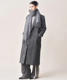 HERRINGBONE DOUBLE LONG TAILORED COAT_CHARCOAL