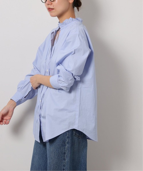 JOURNAL STANDARD relume（ジャーナルスタンダード　レリューム）の「《追加4》ハイカウントコットンスタンドカラー2way（シャツ/ブラウス・レディース・ホワイト/ブラック/ブルー系その他・FREE）」の5枚目の写真