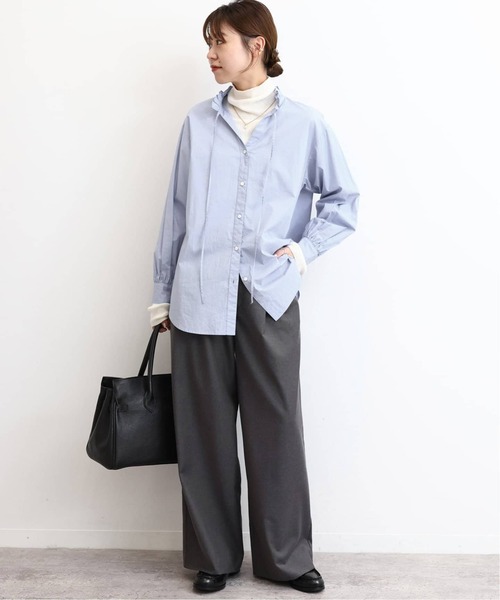 JOURNAL STANDARD relume（ジャーナルスタンダード　レリューム）の「《追加4》ハイカウントコットンスタンドカラー2way（シャツ/ブラウス・レディース・ホワイト/ブラック/ブルー系その他・FREE）」の6枚目の写真
