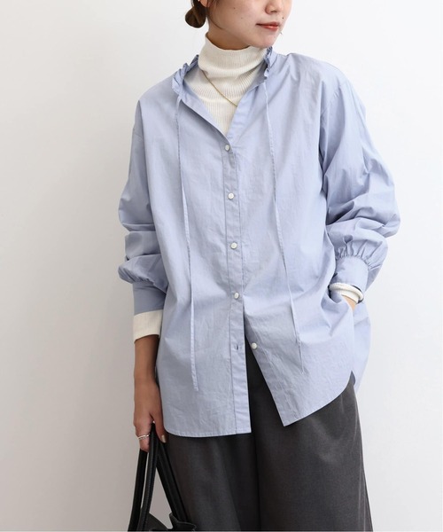 JOURNAL STANDARD relume（ジャーナルスタンダード　レリューム）の「《追加4》ハイカウントコットンスタンドカラー2way（シャツ/ブラウス・レディース・ホワイト/ブラック/ブルー系その他・FREE）」の7枚目の写真