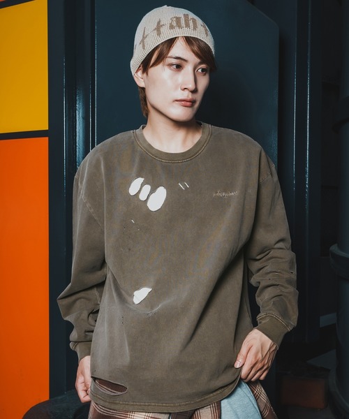 En serio TOKYO(エンソリオトーキョー)の「【SIDEWAYSTANCE】フィーチャーロゴ長袖グランジTシャツ(Tシャツ/カットソー・メンズ・ブラック系1/ブラウン系1・LARGE/SMALL/MEDIUM/X-LARGE)」の1枚目の写真