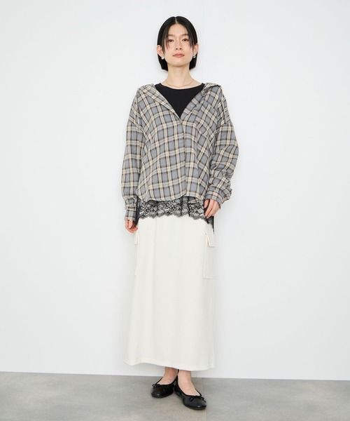 Mac-House(マックハウス)の「Idnes フードネルチェックシャツ(シャツ/ブラウス・レディース・グレー系1/グレー系2/ブラウン系・FREE)」の18枚目の写真