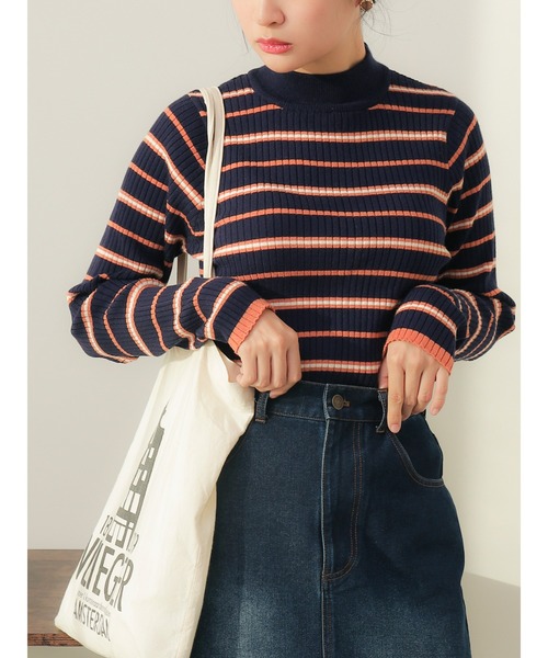 Te chichi（テチチ）の「【ZOZO限定】配色リブニットプルオーバー（ニット/セーター・レディース・グリーン/レッド/グレー/クリーム/オフホワイト/モカ/ラベンダー/ネイビー/ブラック/サックスブルー・F）」の7枚目の写真