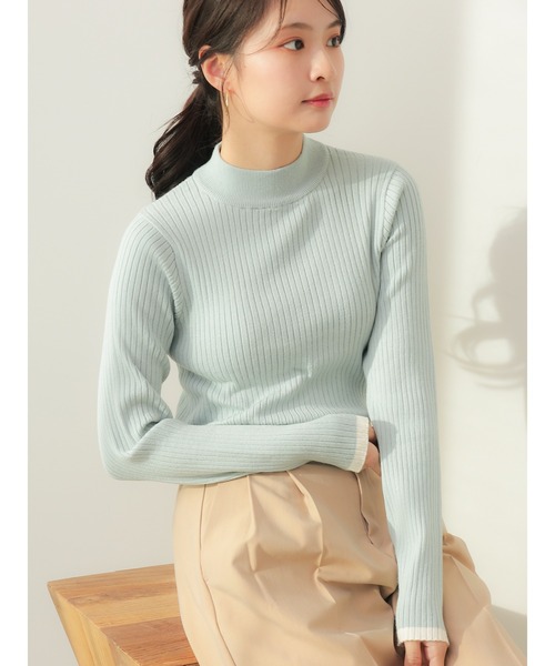 Te chichi（テチチ）の「【ZOZO限定】配色リブニットプルオーバー（ニット/セーター・レディース・グリーン/レッド/グレー/クリーム/オフホワイト/モカ/ラベンダー/ネイビー/ブラック/サックスブルー・F）」の8枚目の写真