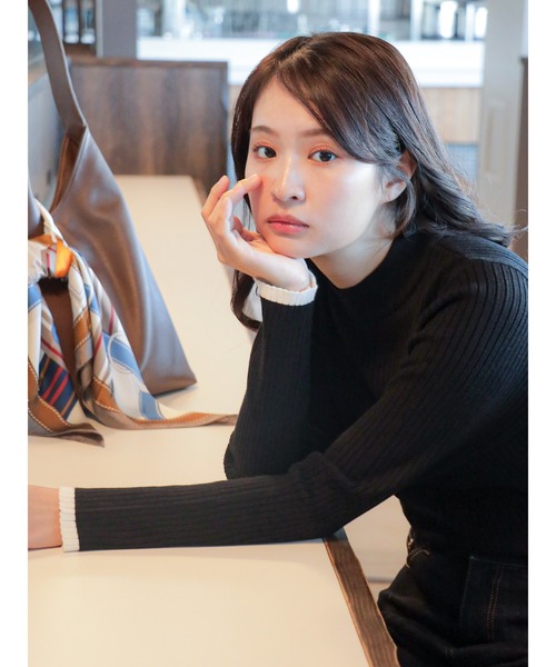 Te chichi（テチチ）の「【ZOZO限定】配色リブニットプルオーバー（ニット/セーター・レディース・グリーン/レッド/グレー/クリーム/オフホワイト/モカ/ラベンダー/ネイビー/ブラック/サックスブルー・F）」の17枚目の写真