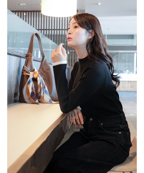 Te chichi（テチチ）の「【ZOZO限定】配色リブニットプルオーバー（ニット/セーター・レディース・グリーン/レッド/グレー/クリーム/オフホワイト/モカ/ラベンダー/ネイビー/ブラック/サックスブルー・F）」の19枚目の写真