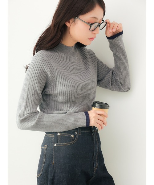 Te chichi（テチチ）の「【ZOZO限定】配色リブニットプルオーバー（ニット/セーター・レディース・グリーン/レッド/グレー/クリーム/オフホワイト/モカ/ラベンダー/ネイビー/ブラック/サックスブルー・F）」の21枚目の写真