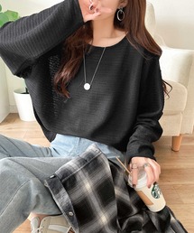 classicalelf（クラシカルエルフ）の「品のある透け感で、さりげない存在感を♪レーシージャガードドルマントップス(長袖)（Tシャツ/カットソー）」