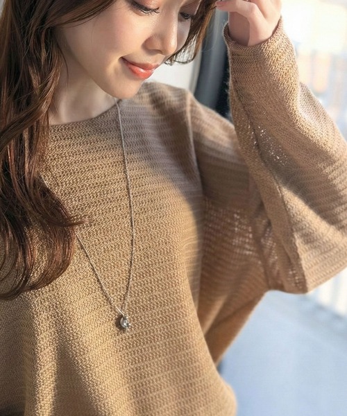 classicalelf(クラシカルエルフ)の「品のある透け感で、さりげない存在感を♪レーシージャガードドルマントップス(長袖)(Tシャツ/カットソー・レディース・チャコール/ベージュ/ブラック/グレイッシュベージュ/アイボリー/ブルー・LARGE/MEDIUM/SMALL/X-LARGE)」の22枚目の写真