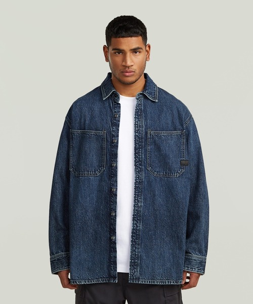 G-STAR(ジースター)の「Relaxed 2-Pocket Shirt/2ポケットリラックスオーバーサイズデニムシャツ(シャツ/ブラウス・メンズ・インディゴブルー・LARGE/X-SMALL/MEDIUM/SMALL/X-LARGE)」の1枚目の写真