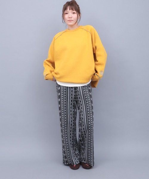 チチカカ（チチカカ）の「サンフェイスエンブロイダリー スウェットライクニットプルオーバー（ニット/セーター・レディース・ブラック/マスタード/ライトブルー・FREE）」の15枚目の写真