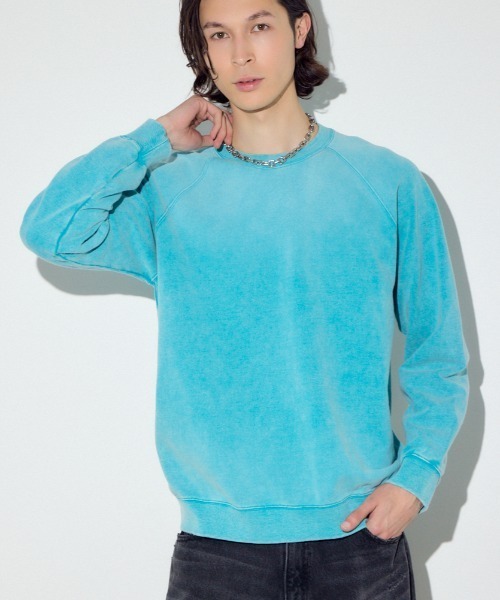 AZUL by moussy(アズールバイマウジー)の「ヴィンテージスウェットトップス(スウェット・メンズ・ブルー/ライトブラック・SMALL/MEDIUM/LARGE)」の1枚目の写真