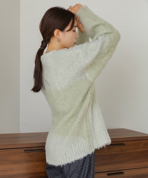 Bab(バブ)の「シャギー配色ニットトップス(ニット/セーター・レディース・チャコールグレー/ライトグリーン/アイボリー・FREE)」の20枚目の写真
