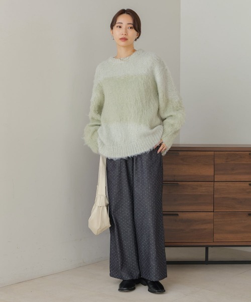 Bab(バブ)の「シャギー配色ニットトップス(ニット/セーター・レディース・チャコールグレー/ライトグリーン/アイボリー・FREE)」の13枚目の写真