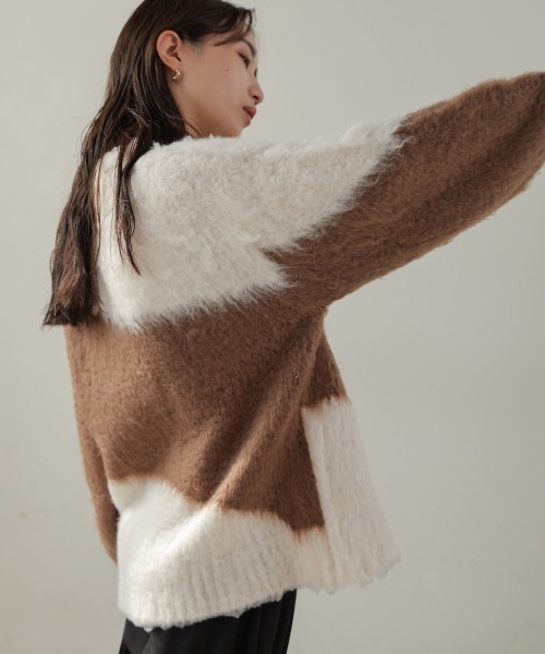 Bab(バブ)の「シャギー配色ニットトップス(ニット/セーター・レディース・チャコールグレー/ライトグリーン/アイボリー・FREE)」の8枚目の写真