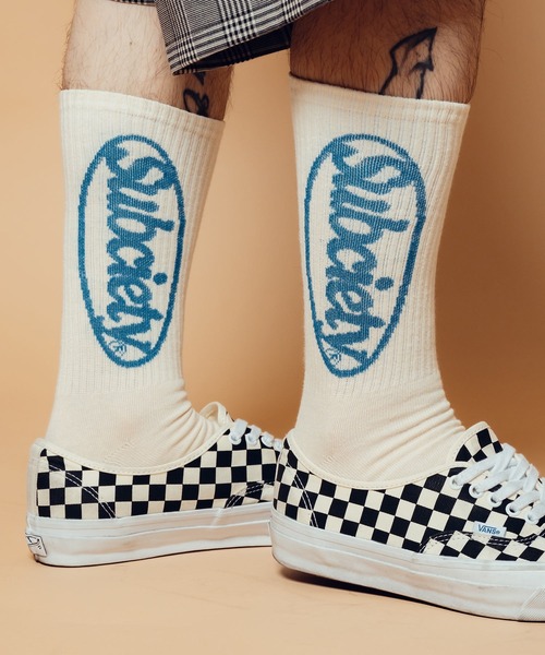 Subciety(サブサエティ)の「Oval logo socks(ソックス/靴下・メンズ・ホワイト/ブラック・FREE)」の1枚目の写真