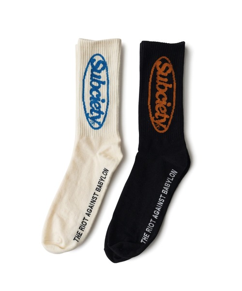 Subciety(サブサエティ)の「Oval logo socks(ソックス/靴下・メンズ・ホワイト/ブラック・FREE)」の3枚目の写真