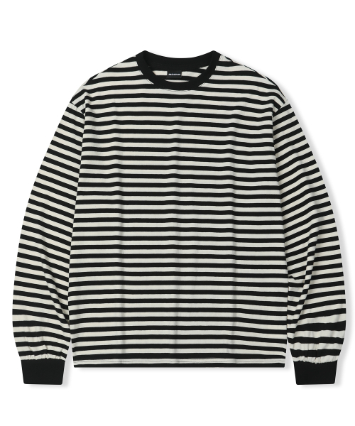 MOOVN(ムブン)の「オーバーフィットストライプロングスリーブTシャツブラック(Tシャツ/カットソー・メンズ・ブラック・L/M/S/LARGE/MEDIUM/SMALL)」の1枚目の写真