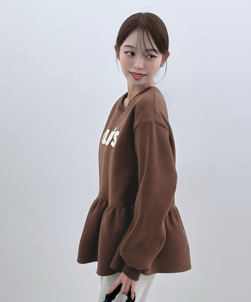 CHARME BY MICOLA(シャルムバイミコラ)の「ロゴフリル裏起毛スウェット(スウェット・レディース・ブラウン/ネイビー/チャコールグレー/ブラック/アイボリー・FREE)」の12枚目の写真