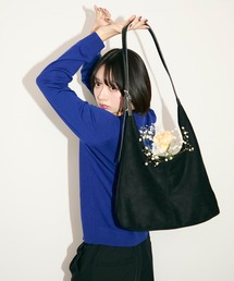 スエードトーンバッグ/ロゴプレート付き