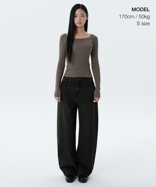 MUSINSA STANDARD WOMAN（ムシンサスタンダードウーマン）の「ウィメンズリブスリムスクエアネックニット[トープ]（ニット/セーター・レディース・その他・LARGE/X-SMALL/SMALL/MEDIUM）」の4枚目の写真