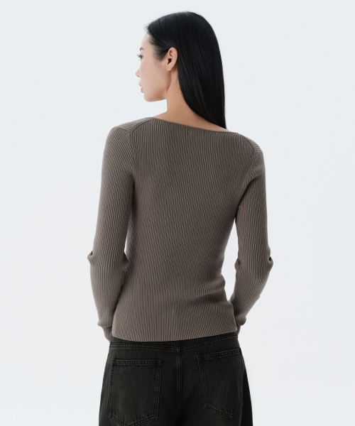 MUSINSA STANDARD WOMAN（ムシンサスタンダードウーマン）の「ウィメンズリブスリムスクエアネックニット[トープ]（ニット/セーター・レディース・その他・LARGE/X-SMALL/SMALL/MEDIUM）」の3枚目の写真