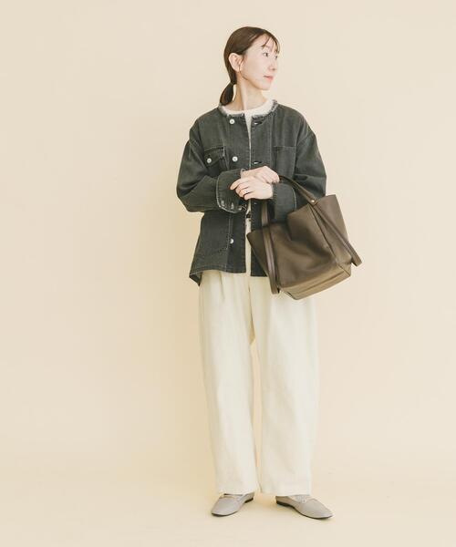 セール】デニムオーバーノーカラージャケット（デニムジャケット