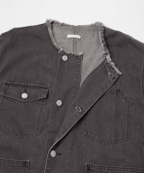 ITEMS URBANRESEARCH（アイテムズ アーバンリサーチ）の「デニムオーバーノーカラージャケット（デニムジャケット・レディース・ブラック/グレー/ブルー・FREE）」の17枚目の写真