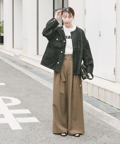 ITEMS URBANRESEARCH(アイテムズ アーバンリサーチ)の「デニムオーバーノーカラージャケット(デニムジャケット・レディース・ブラック/グレー/ブルー・FREE)」の22枚目の写真