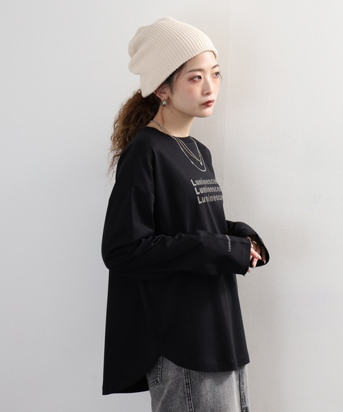 hunch(ハンチ)の「hunch シリコンロゴロンT(Tシャツ/カットソー・レディース・ホワイト/ライトベージュ/ブラック・FREE)」の12枚目の写真