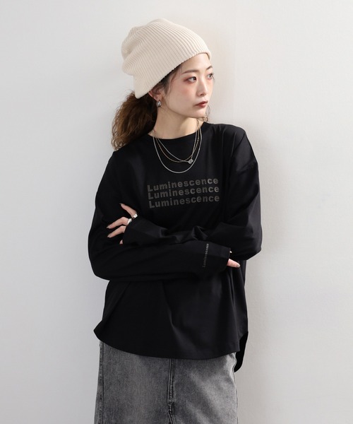 hunch(ハンチ)の「hunch シリコンロゴロンT(Tシャツ/カットソー・レディース・ホワイト/ライトベージュ/ブラック・FREE)」の10枚目の写真
